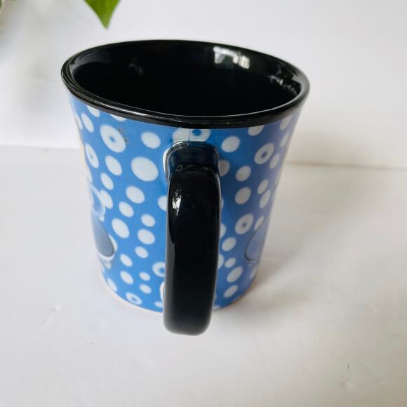 Keith Kimberlin Siamese Kittens Cat Polka Dot Mug Coffee Tea Cup Blue White - Picture 5 of 7